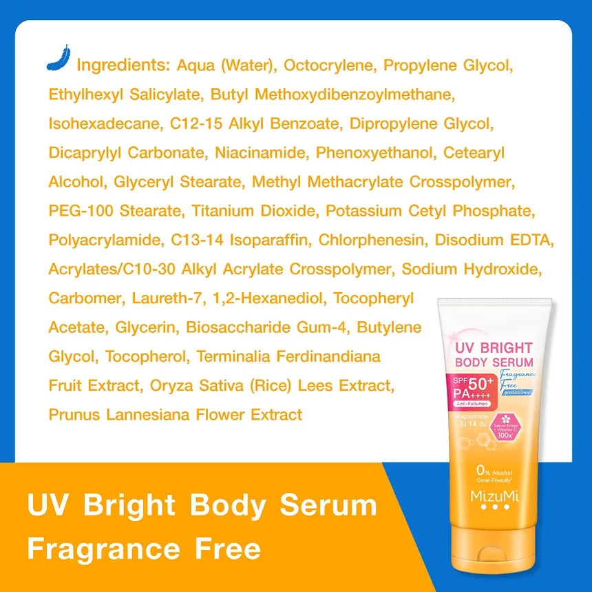 MizuMi - UV Bright Body Serum Fragrance Free Sunscreen SPF 50+ PA++++