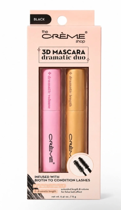The Crème Shop 3D Mascara Dramatic Duo Black Biotin Volumizing Lash Set