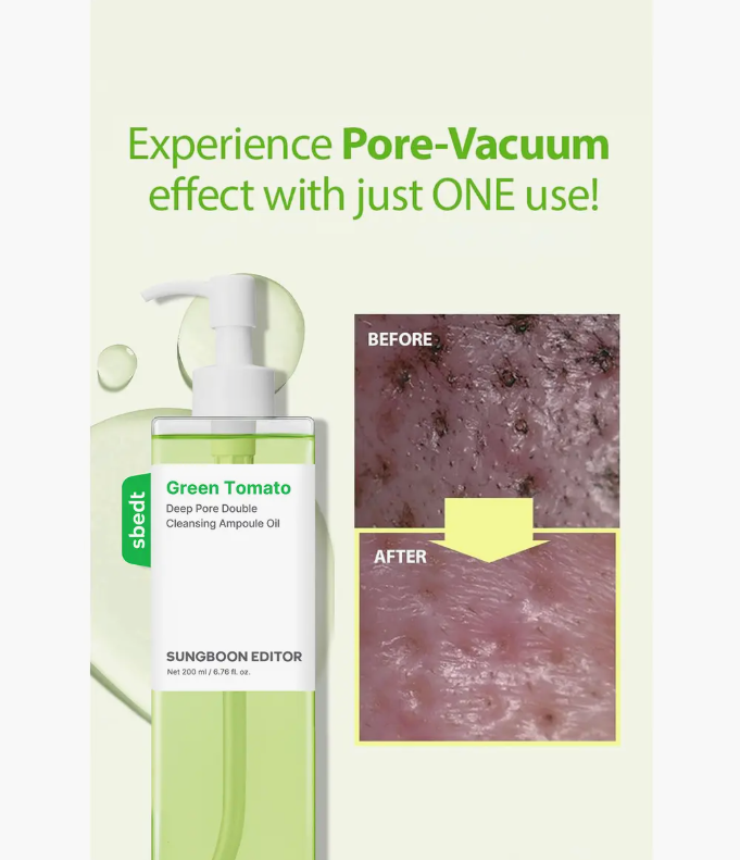 SUNGBOON EDITOR Green Tomato Deep Pore Double Cleansing Ampoule Oil 200 ml (6.76 fl oz)